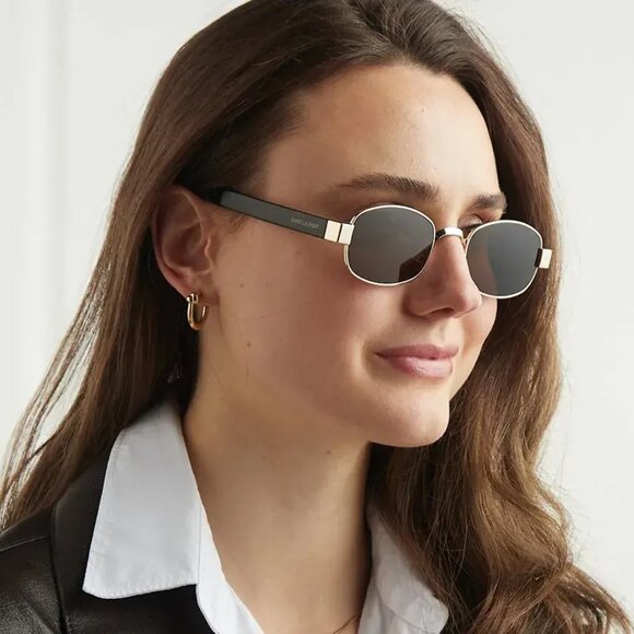 NWT SAINT LAURENT GOLD WOMEN SUNGLASSES - Picture 2 of 6